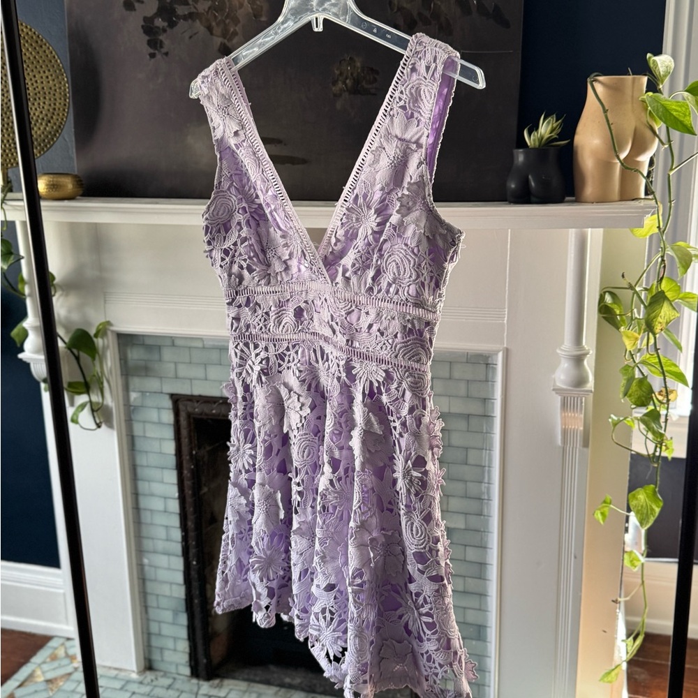 Lavender Lace Sleeveless Dress